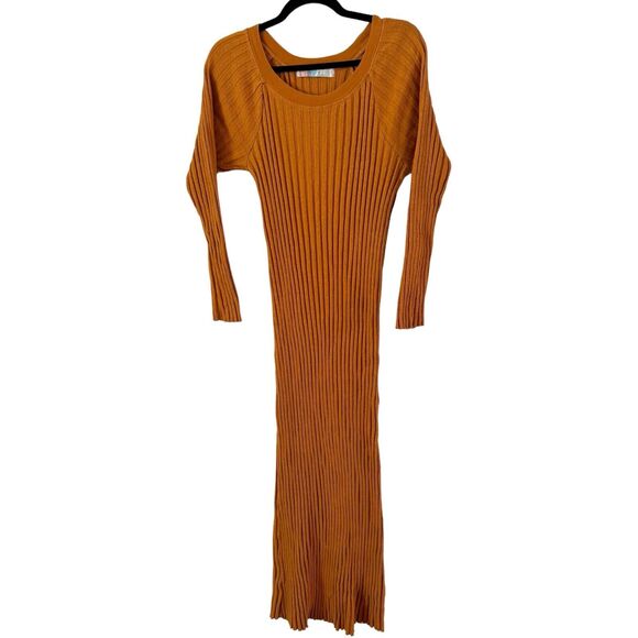 Free People Walk About Ribbed Maxi Dress Mustard Yellow XS Neutral Earthy Boho - Picture 3 of 8